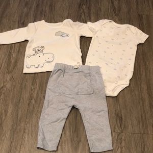 Blue, white and gray 3 piece matching set baby boy